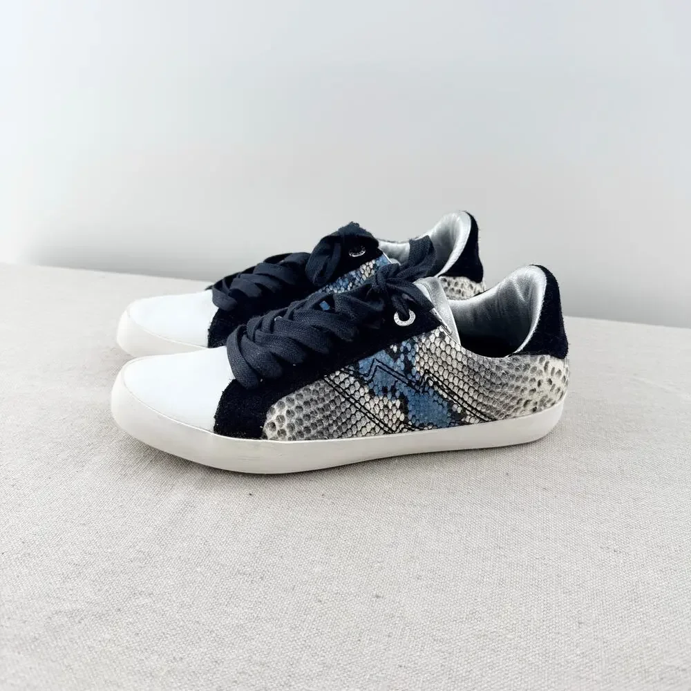 Zadig & Voltaire Python Snakeskin Leather Lace Up Sneakers Shoes Wild Blue EU 39 - Picture 2 of 7